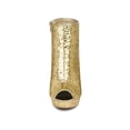 thumbnail image 6 of BLISSFUL STEP Women's Glitter Peep Toe Platform Block High Heel Boots Gold 10, 6 of 8
