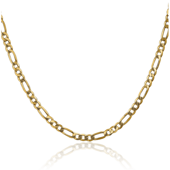 14K Solid Yellow Gold 4mm Figaro Link Chain Necklace