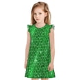 thumbnail image 1 of Fotbe Shiny round green sequins Vestido de Dormir para Niñas de 3 a 10 Años, Mangas Cortas, Estilo Princesa, Pijama Camisón con Mangas Voladas-Small, 1 of 6