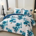thumbnail image 4 of Koniroom Classic Blue Floral 3-Piece Modern Flower Comforter Set, Full/Queen, 4 of 7