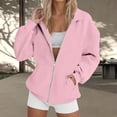thumbnail image 2 of ManxiVoo Women's Oversized Lapel Zip Front Hoodie Raglan Sleeve Loose Casual Pullover Sweatshirt XXXL Size Pink, 2 of 7