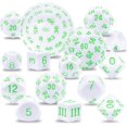 thumbnail image 1 of GFDYREE 15 Pieces Complete Polyhedral Game Dice Set D3-D100 Dice with a Leather Drawstring Storage Bag for Role Playing Table Games(White & Green), 1 of 7