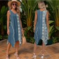 thumbnail image 3 of Psesaysky Tribal Style Matchable Couple Hawaiian Outfit Indian Aztec Stripe Print Short Sleeve Shirts or Flared Tank Dress Summer Beach Aloha Shirts and Sleeveless Sundress with Pockets, 3 of 7
