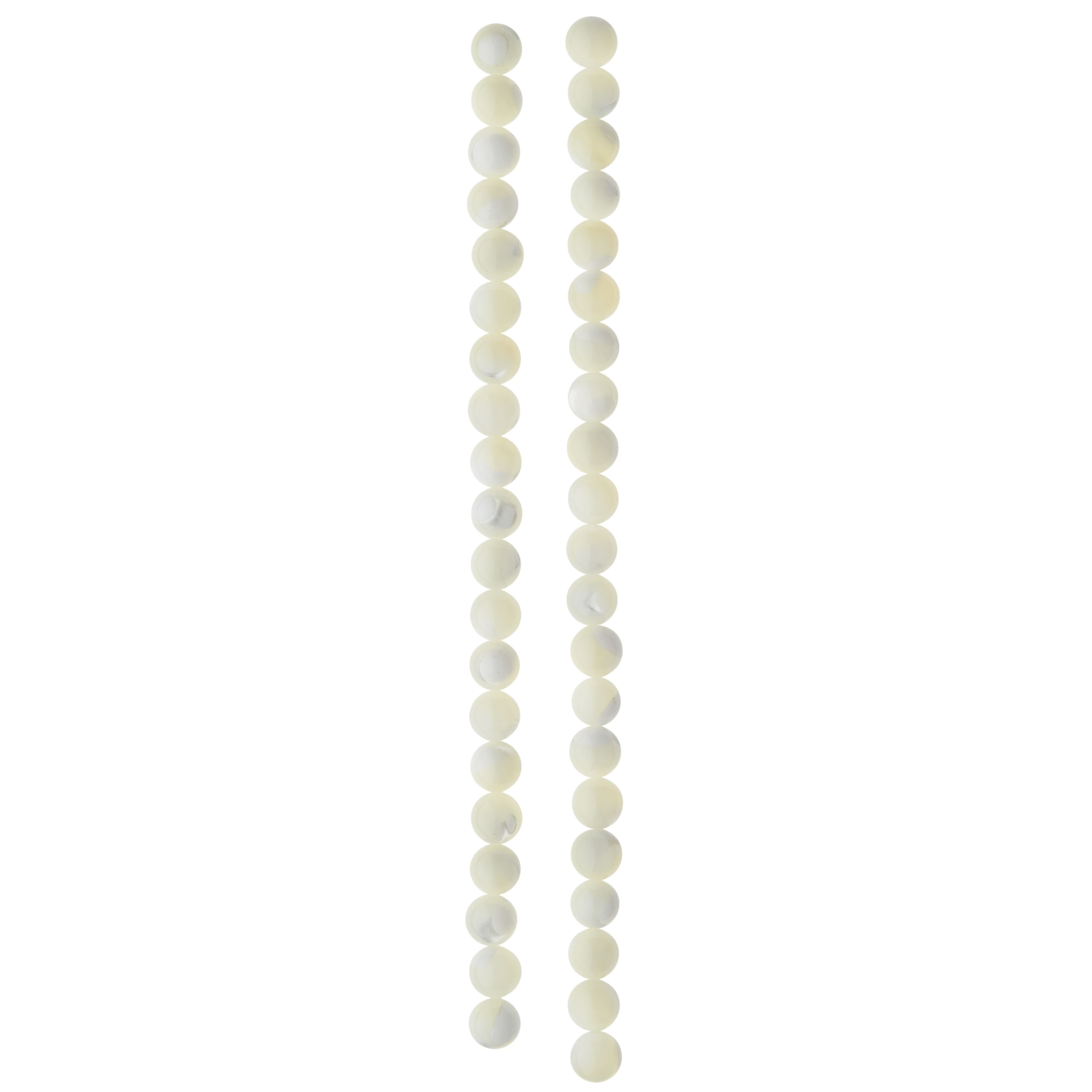 Bead Landing White Mother of Pearl Round Beads, 6mm, 12 Pack