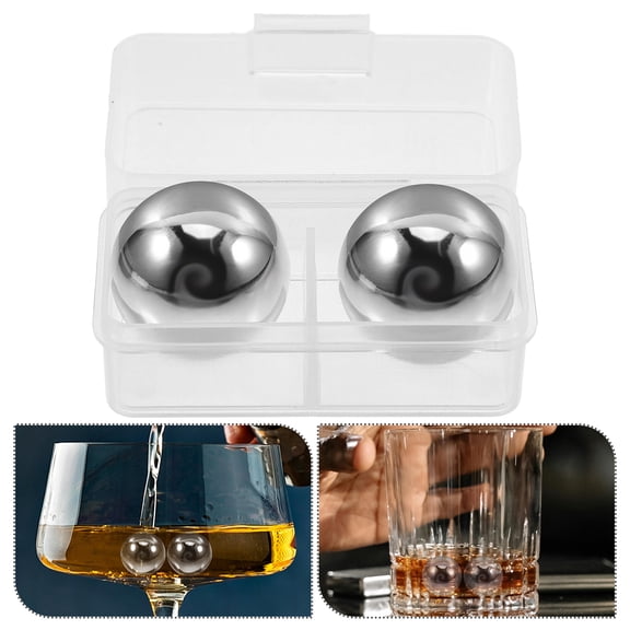 LEXSOMEO 2pcs Beverage Chilling Stones 304 Stainless Steel Whiskey Stones Ice Balls Beverage Stones