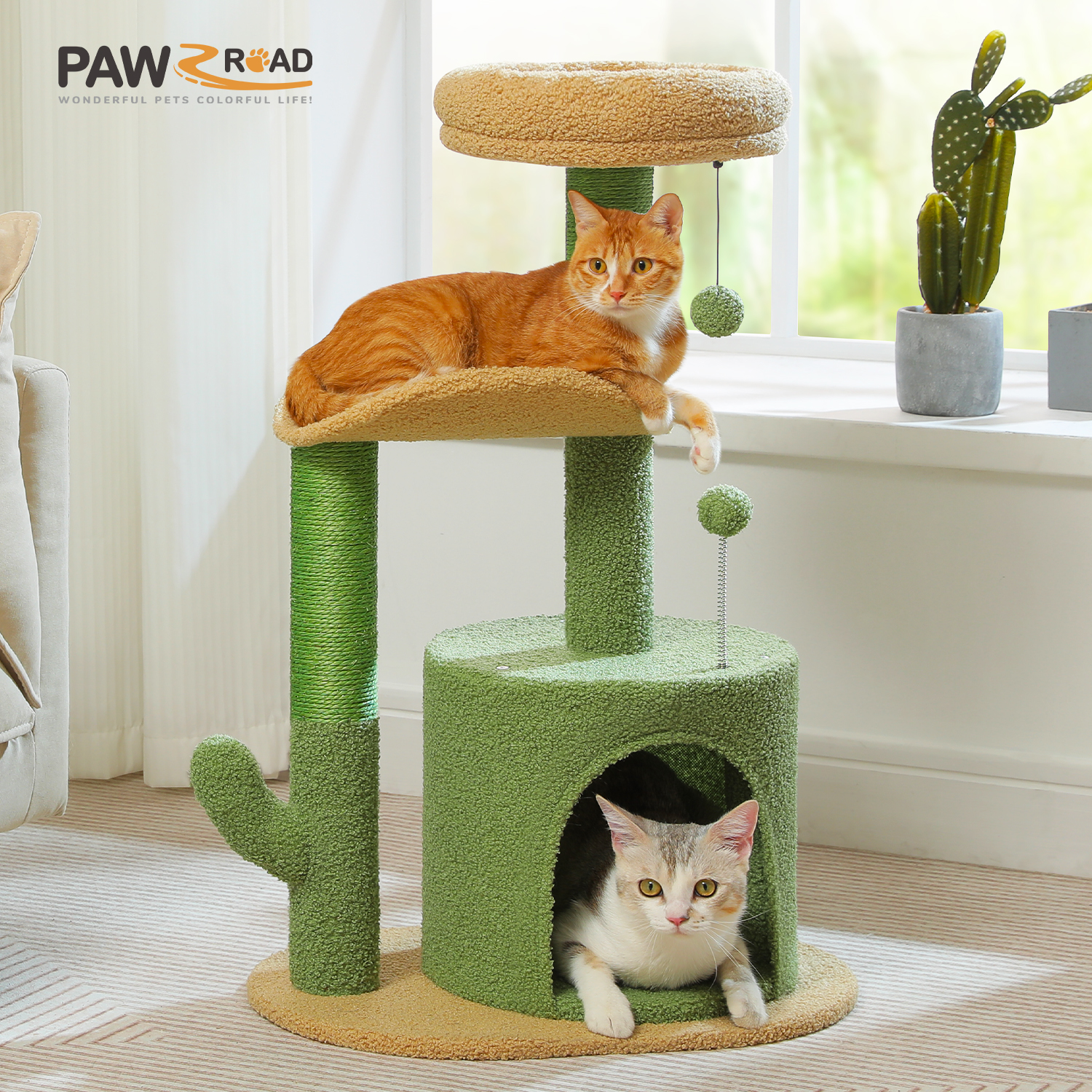 Pawz Road 32" Cactus Cat Tree, Green photo 5