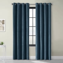 Thermaplus Navar Faux Suede Textured Blackout Window Treatment Grommet Curtain Panel for Bedroom Livingroom 54" x 108" Navy