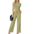 thumbnail image 6 of MINTREUS Lounge Sets for Women Short Sleeve Tops Wide Leg Pants Comfy Loungewear Two Piece Outfits with Pocketed, 6 of 6