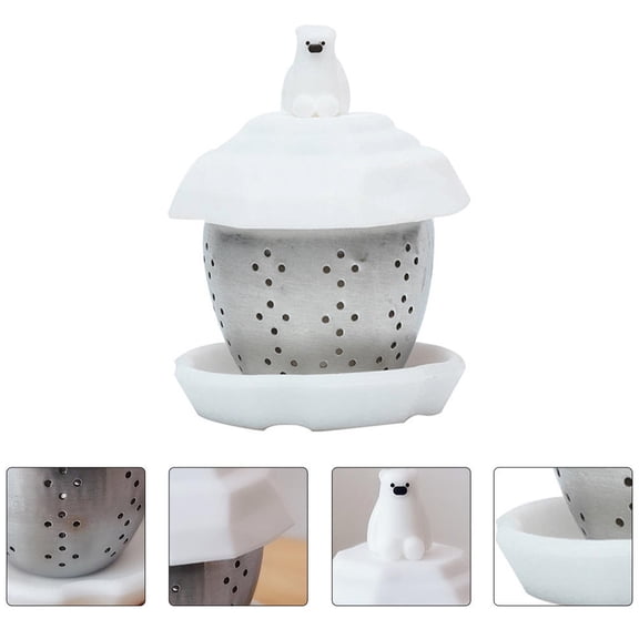 MERRYHAPY Bear Tea Filter Strainer Set Stainless Steel and Silicone for Loose Leaf Tea 1 Set