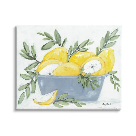 Stupell Industries Yellow Country Lemons Painterly Green Leaves, 40 x 30, Design by Roey Ebert