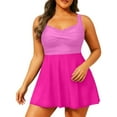 thumbnail image 1 of Maillots de Bain Grande Taille pour Femmes à Blocs de Couleur, Mignons, Robe de Maillot 1 Pce, Robe de Vacances, 1 of 5