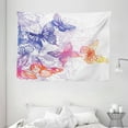 thumbnail image 1 of Watercolor Tapestry, Fantastic Composition with Flying Butterflies Flourishing Flowers, Wall Hanging for Bedroom Living Room Dorm Decor, 80W X 60L Inches, Violet Blue Orange Pink, by Ambesonne, 1 of 2