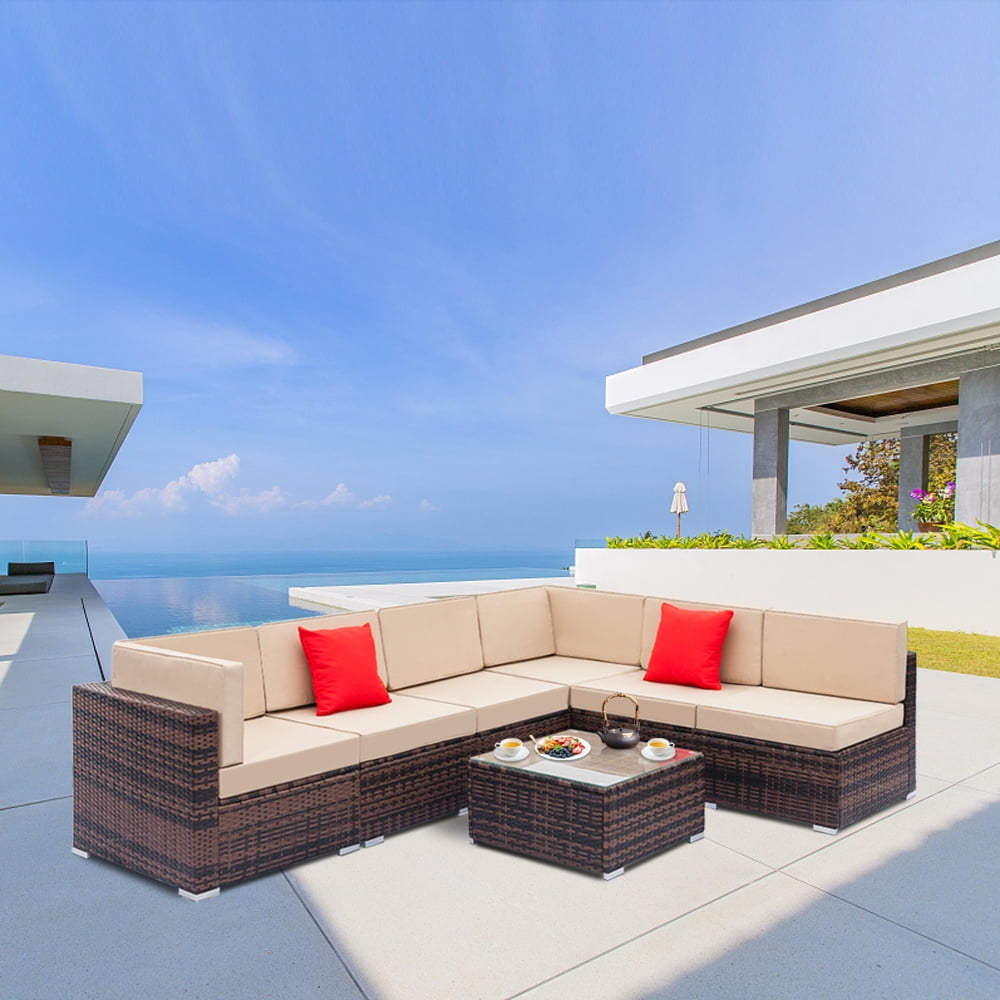 Lowestbest Rattan Sofa, Sectional Sofa Set, Patio Sofa Set, 8 Pieces Patio PE Wicker Sofa Set, Rattan Sofa In Patio & Garden, Beige Lowestbest Rattan Sofa, Sectional Sofa Set, Patio Sofa Set, 8 Pieces Patio PE Wicker Sofa Set, Rattan Sofa In Patio & Garden, Beige