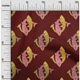 thumbnail image 1 of oneOone Silk Tabby Fabric Fish Block Print Fabric By The Yard 42 Inch Wide, 1 of 4