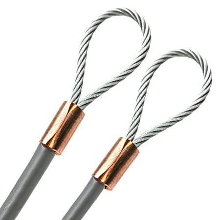 

PSI 1/4 Inch Vinyl Coated Galvanized Steel Wire Copper Sleeve with Ends Tie-Out Cable Fence Railing Pulley Rope (60 feet Gray)