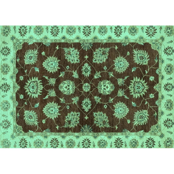 Ahgly Company Indoor Rectangle Oriental Turquoise Blue Traditional Area Rugs, 5' x 7'