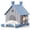 Blue, variant on PLAYRANK All-Weather Resin Cat House with Two Round Doors, Raised Base Waterproof Outdoor Cat Cottage, Sturdy Pet Shelter for Stray & House Cats,Blue/ Gray.