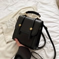 thumbnail image 3 of Vintage Preppy Style Backpack - Stylish Buckle Decorative Flap, Classic Design - Durable Schoolbag for Daily Use, Versatile Travel Daypack for Short Trips, On-Trend Fashion, Comfortable Top Handle for, 3 of 5