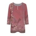 thumbnail image 3 of Birdeem Blouse for Women Womens Round Neck 3/4 Sleeve Button Up Top, 3 of 9