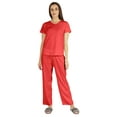 thumbnail image 1 of Inkmeso Womens 2Pcs Solid Nightwear Set Short Sleeves Top & Pajama Sets Soft Cotton Loungewear, 1 of 1