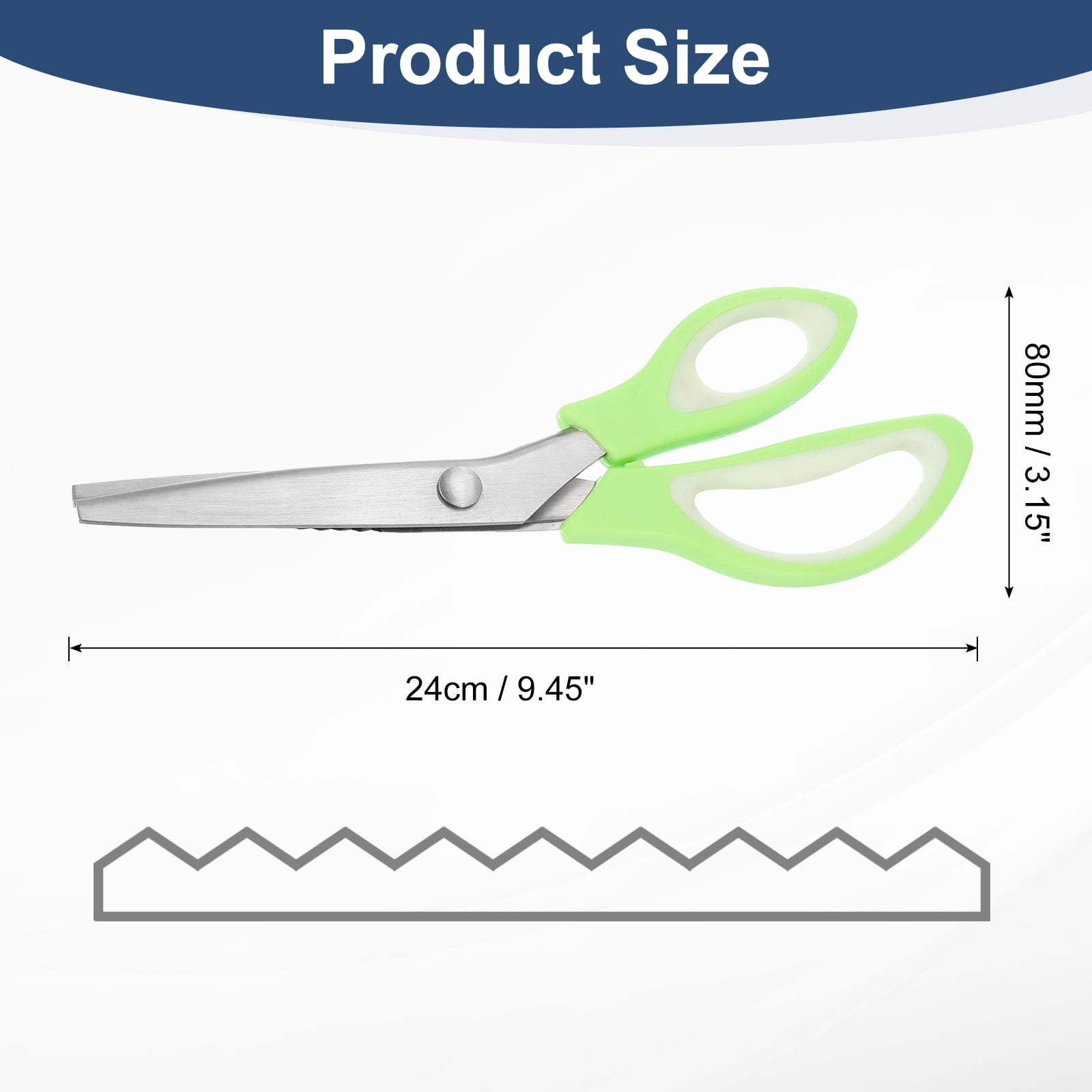 Uxcell 2pcs Sewing Scissors Stainless Steel Serrated Craft Shears White Light Green