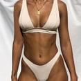 thumbnail image 2 of QLEICOM Womens Swimsuits Tummy Control Plus Size Swimsuit Coverup Fashion Bikini Set Swimsuit Two Piece Filled Soild Swimwear Beachwear Beige M, 2 of 5