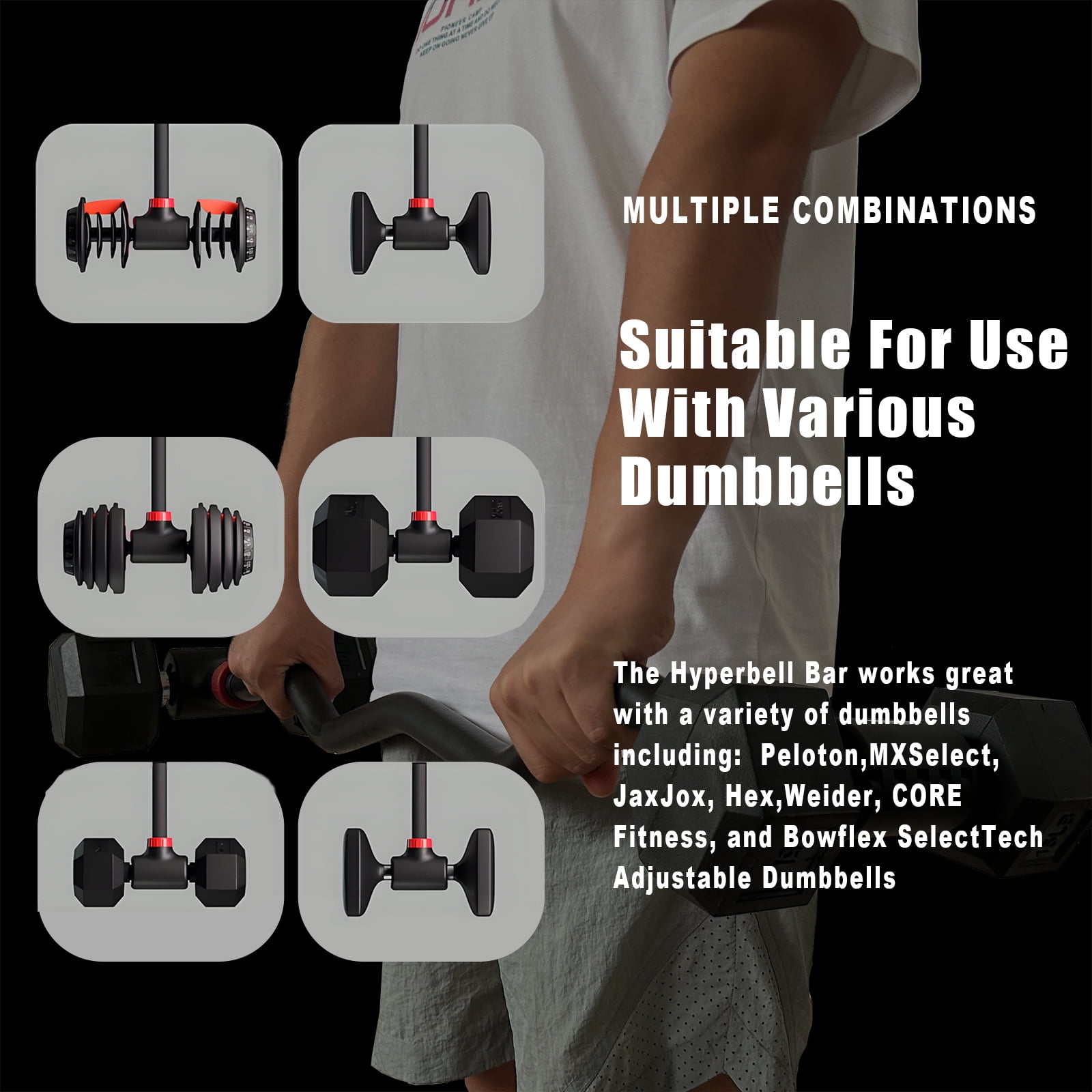 KORIKAHM Dumbbell Barbell Converter Bar, Adjustable Weight Capacitry Bar Convert to Dumbbell Set for Home Gym Strength Training