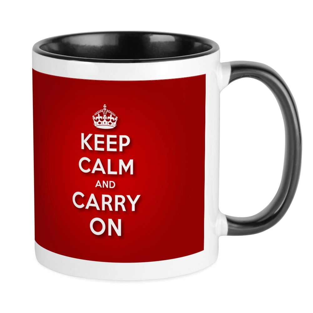 CafePress Red Keep Calm And Carry On Mug Unique Coffee Mug, Coffee
