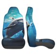 thumbnail image 3 of Sikiie Ice Blue Ocean Cute Dolphin Car Seat Protector 2 Pack Car Seat Cushion Mat, Car Seat Covers for SUV, Truck, Van, 3 of 7