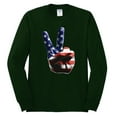 thumbnail image 2 of Wild Bobby, American Flag Peace Sign Hand Pop Culture Mens Long Sleeve Shirt, Forest Green, 2XL, 2 of 3