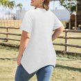 thumbnail image 3 of WCMZJ Women Plus Size Tops Cut Out V Neck Short Sleeve Blouses Side Slit Dressy Casual Tunic Tops to Wear with Leggings White 2XL, 3 of 7