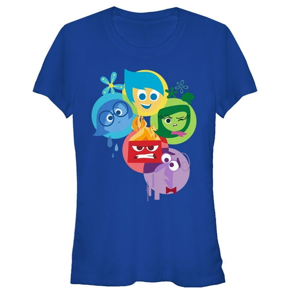 Junior's Inside Out Emotion Bubbles  Graphic Tee Royal Blue 2X Large