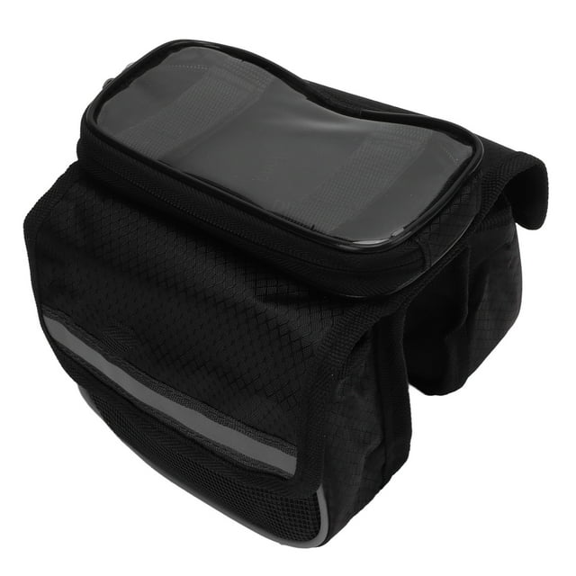 Bike Frame Bag, 600D Nylon Fabric Durable Material Bicycle Bag Reflective Tapes For Cycling For Bike For DIY Black