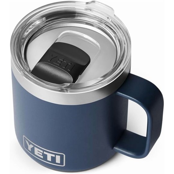 Rambler 10 oz Ceramic Lined Stackable Mug, Vacuum Insulated, Stainless Steel with MagSlider Lid, Navy