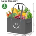 thumbnail image 4 of Grocery Bags 8 Pack - Collapsible Tote Shopping Bags with Sturdy Handles & Bottom to Stands Upright, Grey, 4 of 6