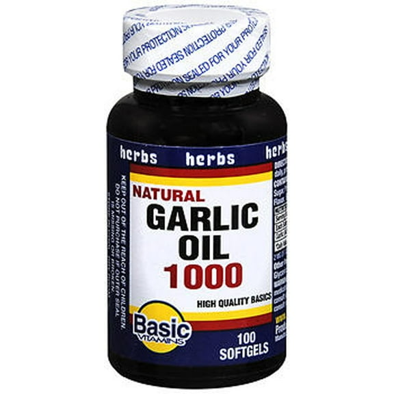 Basic Vitamins Natural Garlic Oil 1000 Softgels - 100 ct