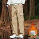 thumbnail image 1 of Ceisia Men Gift Solid Color Fleece Casual Loose Drawstring Multi Pocket Work Pants Elastic Cuff Long Trousers, 1 of 9