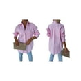 thumbnail image 3 of Womens Button Down Striped Shirts Long Sleeve Casual Collared Office Business Work Spring Blouses Tops Pink L, 3 of 7