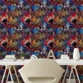 thumbnail image 2 of Ambesonne, Garden Scene Peel & Stick Wallpaper for Home, Boho Floral Vintage, 13"x36", Pale Sky Blue Dark Coral, 2 of 5