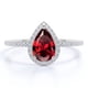 thumbnail image 1 of JeenMata Anillo de Compromiso con Piedra Natal de Enero de Corte de Pera de 1 Quilate - Anillo de Bodas - Anillo de Halo - Anillo Pavé - Anillo de Promesa - Baño de Oro Blanco de 18 K sobre Plata, 1 of 6