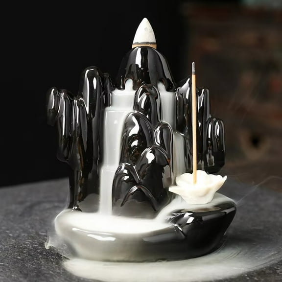1pc Lucky Lotus Ceramic Sandalwood Incense Burner Backflow Incense Burner Incense Stick Holder , Home Decor (Without Incense)