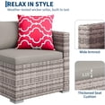 thumbnail image 6 of IdealHouse 5-Piece Outdoor Sectional Sofa Set, All-Weather PE Rattan Patio Furniture with Ottoman & Tempered Glass Table, Convertible Garden Couch for Backyard, Porch, Poolside (Gray/Light Gray), 6 of 9