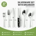 thumbnail image 3 of GPED 37-Piece Silverware Set with Organizer, Heavy Duty Stainless Steel Flatware Set Service for 6, Cutlery Set with Steak Knives, Mirror Polished, Dishwasher Safe, Silver, 3 of 9