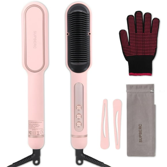 Cepillo alisador de pelo SUPBERC Negative Ionic 9 Temp Pink