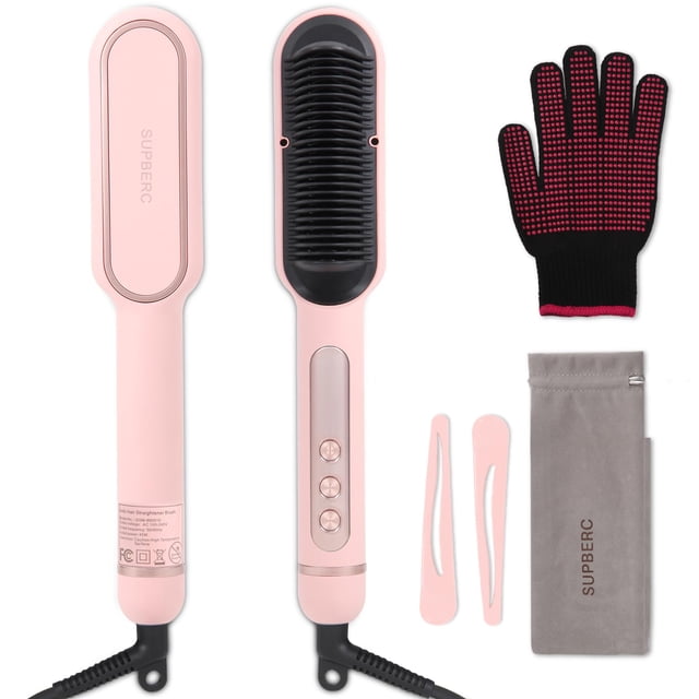 Cepillo alisador de pelo SUPBERC Negative Ionic 9 Temp Pink