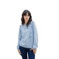 thumbnail image 1 of Sudadera Ramina André Badi azul cielo mediana ligera escote redondo estampado frontal, 1 of 5