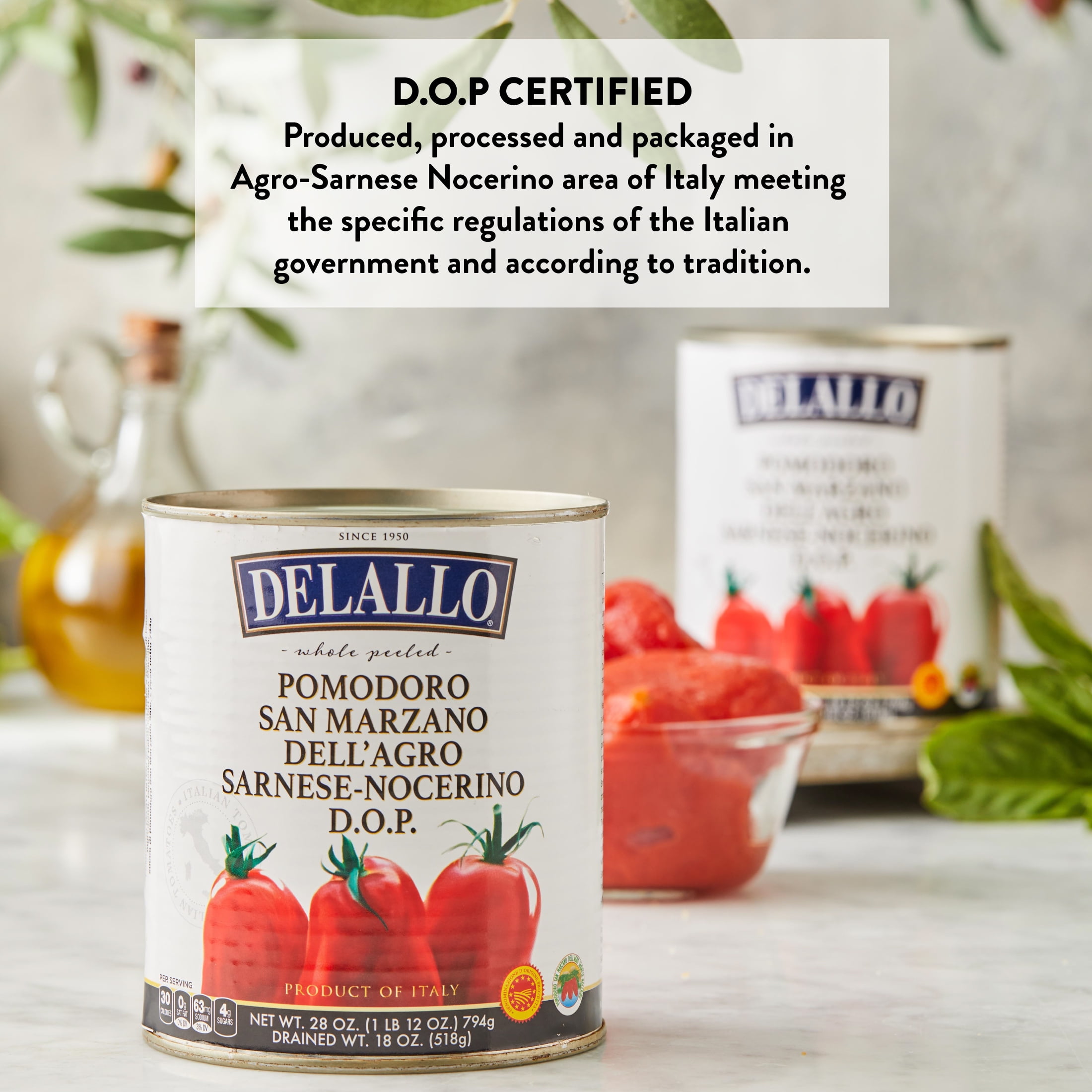 DaLallo DOP San Marzano Tomatoes, Grown in Italy, 28 oz Can, (3 Pack)
