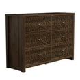 thumbnail image 3 of STYLIVIA 6-Drawer Dresser with Laser-Cut Drawer Fronts Royal Walnut 45.4"W x 15.7"D x 32"H, 3 of 13