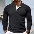 thumbnail image 4 of Men's Henley T-Shirt Long Sleeve Casual Button Pullover Shirts Soft Stretch Basic Waffle Tees Fall Tops Black XL, 4 of 6