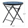 thumbnail image 5 of Mainstays Greyson 18” Round Glass-Top Folding Side Table, Blue Medallion, 5 of 5